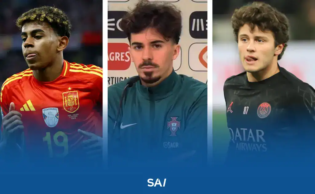 Players represented by Jorge Mendes. From right to left: Lamine Yamal, Vitinha, João Neves
